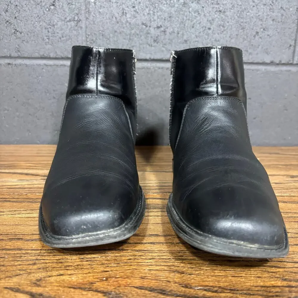 Rockport Black Leather Side Zip Ankle Dress Boots Square Toe Men’s 9 M